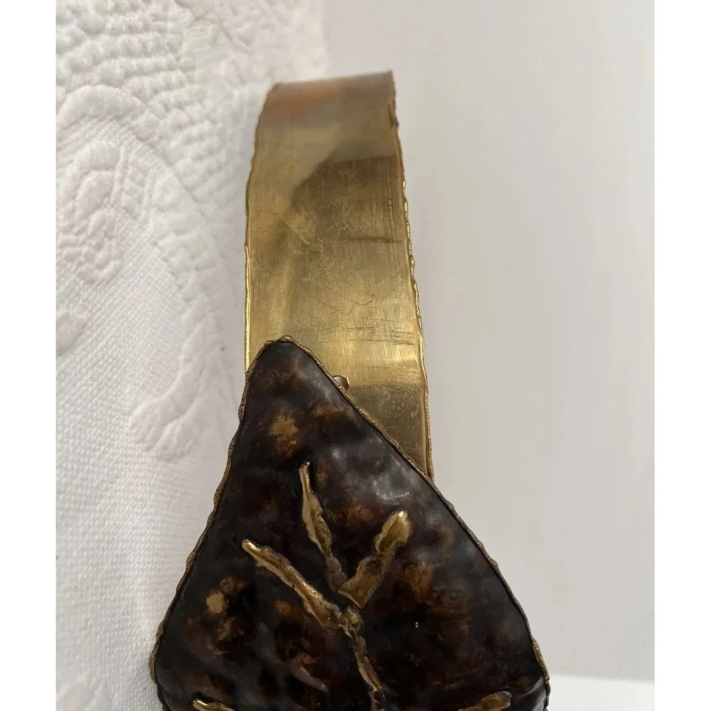 Vintage 80's Chunky Hammered Metal Waist Belt Leaf Buckle Size M 32
